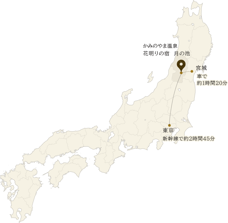 地図：日本地図から月の池の位置